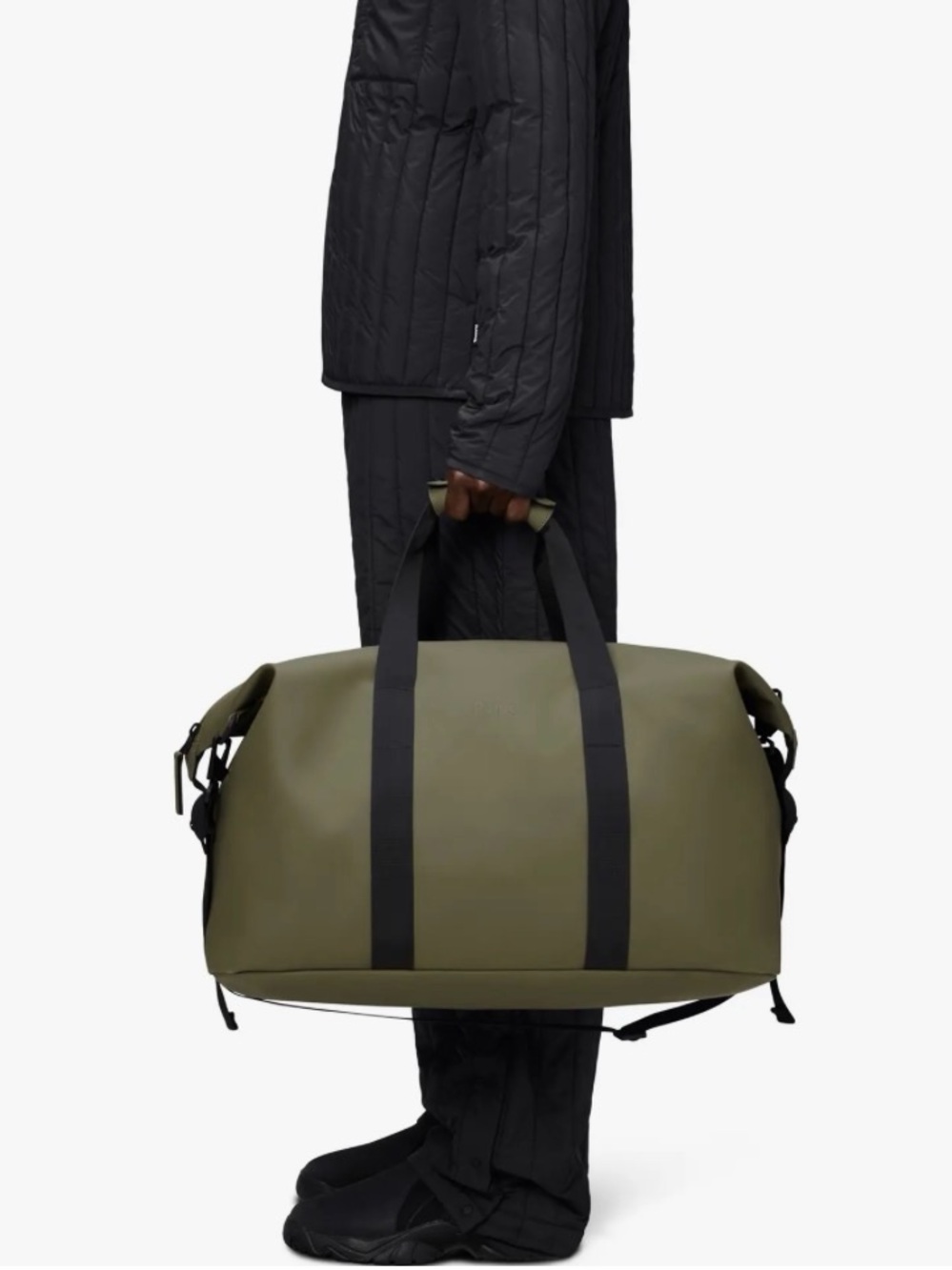 RAINS Waterproof Hilo Weekend Duffle Bag W3 Marsh Green Black XL Travel NEW